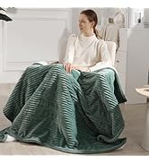 Zorvixia Electric Throw Blanket, Cozy Striped Flannel &amp; Sherpa Heating Blanket with 5 Heat Settin...