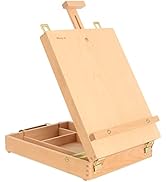 Kuyal Table Top Painting Easel, Adjustable Wood Table Sketch Box Easel, Desktop Artist Easel for ...