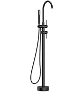 FORIOUS Free Standing Tub Faucet, Tub Filler Freestanding Bathtub Filler Floor Mount Brass Bath S...