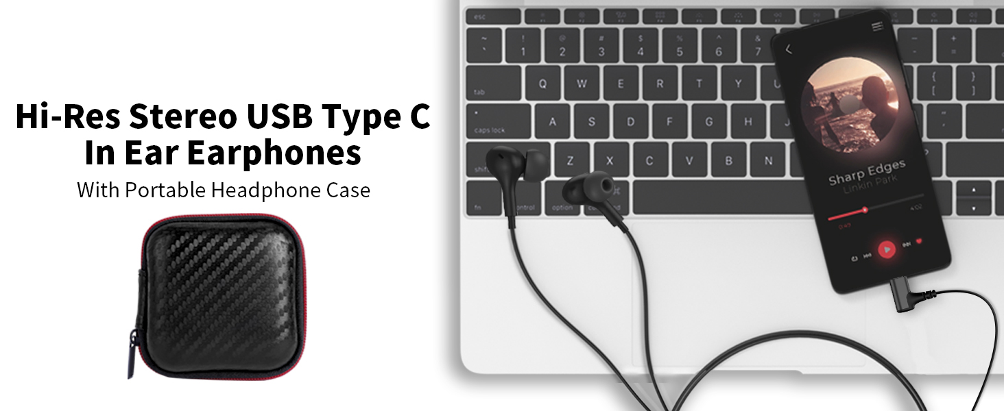 usb c headphones wired sport earbuds