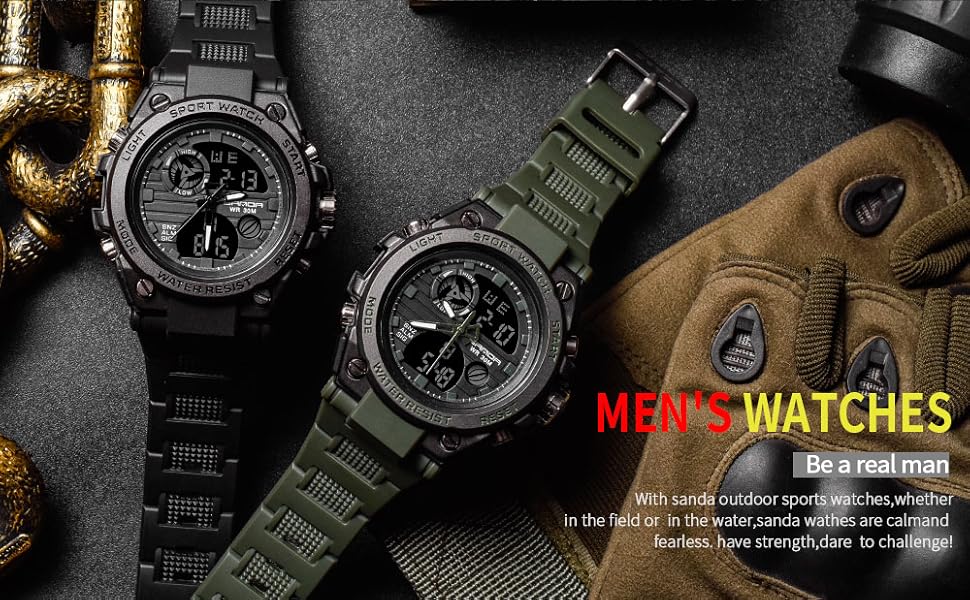 military watch for men sports watch outdoor alarm big face tactical watches digital waterproof watch
