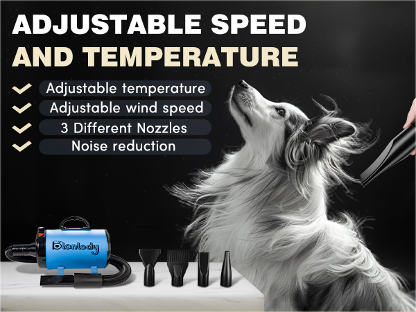 Blanlody Dog Dryer Pet Hair Blower High Velocity for Grooming