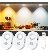 Yiliaw LED Motion Sensor Puck Lights Indoor, Small Rechargeable Under Cabinet Lighting, Dimmable ...