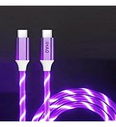 IHAO USB C to C Charger Cable PD Fast Charge and High Speed Sync Visible LED Current Flowing Comp...