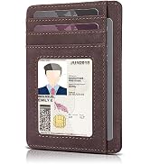 Teskyer Slim Wallet for Men, Minimalist Front Pocket RFID Blocking Leather Wallet Credit Card Hol...