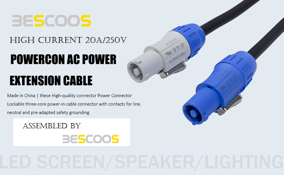 PowerCON Extension Cable,ac power cable ,12AWG power cable,Power-In NAC3FCA To Power-Out NAC3FCB