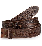 TYWestyles Heavy-duty Western Cowboy Belt Without Buckle Full-grain Leather Fits 1.5-inch Western...
