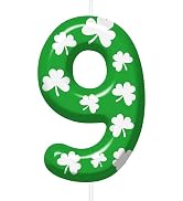 St Patricks Day Birthday Candles Number 9 Lucky Shamrock Candle for Green St. Patrick's Day Cake ...