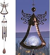 MUMTOP Solar Wind Chimes - 31 Inch Metal Angel Wind Chime for Garden Yard Patio Decor