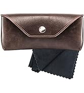 Noble Pack Large PU Leather Glasses Case Holder with Microfiber Cleaning Cloth