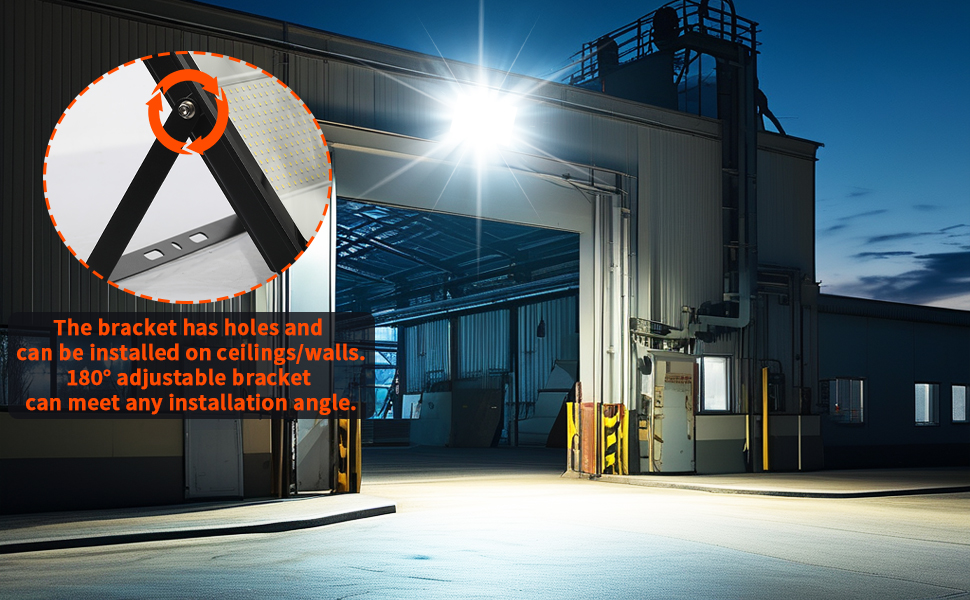 Installed on ceilings/walls. 180° adjustable bracket can meet any installation angle.