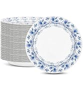 Charmount Paper Plates Bulk 8.5 Inch, 150pcs Disposable Paper Plates, Blue Paper Plates for Parti...