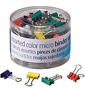 Officemate Micro Binder Clips, Assorted Colors, 100 Clips per Tub (31023)