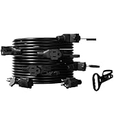 CXIYUA Black 25FT 16 Gauge SJTW Multi-Outlet Outdoor Extension Cord, 6 Evenly Spaced Weatherproof...