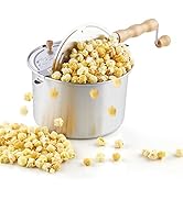 Cook N Home 02626 6 Quart Aluminium Stovetop Popcorn Popper Silver