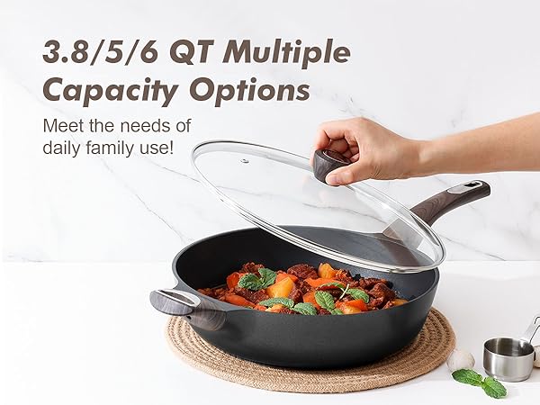 3 4 5 6 quart frying pan skillet pan with lid qt