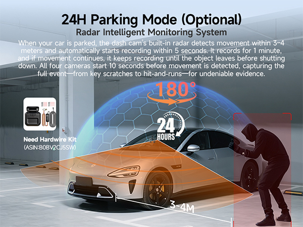 360 camera for cars 4 channel recording 24/7 recording