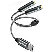 LOKUKA USB C to TRS 3.5mm Headphone Mic Splitter, Type C to Headphone and Microphone Jack Audio A...