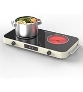 Electric Cooktop Electric Stove 2 Burners with Knob Control,2200W Electric Hot Plates for Cooking...