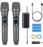 HUACAM Wireless Microphone,Rechargeable Wireless Dual UHF Microphone,Dual Handheld Dynamic Wirele...