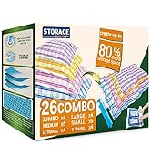 26 Space Saver Vacuum Storage Bags for Clothes, Airtight Vacuum Sealed Space Saver Bags for Blank...