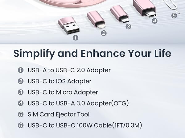 usb c adapter cable set