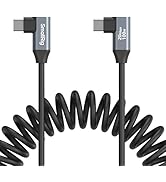 SMALLRIG USB C to USB C Coiled Data Cable (Angled to Angled), 90 Degree Type C Cable 20Gbps High ...