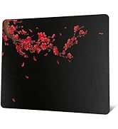 Glass Gaming Mouse Pad, Black Plum Blossoms Hard Mousepads for Gaming,Professional Large Mouse Ma...