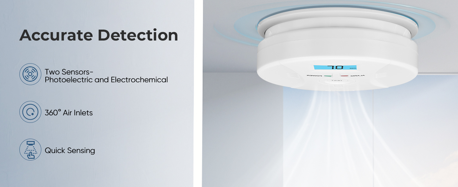 Smoke and Carbon Monoxide Detector, Combination Smoke Alarm and Carbon Monoxide Detector Battery