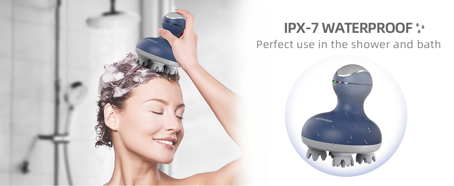 head massager, scale massager, hair massager, Electric Scalp Massager Waterproof