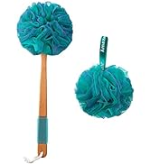 AmazerBath Shower Sponge Loofah Back Scrubber, PE Soft Mesh Loofah Body Scrubber with Long Wooden...