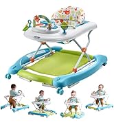 VEVOR 4-in-1 Baby Walker, Folding Baby Activity Center with Wheels, 3 Adjustable Height, Music &amp; ...