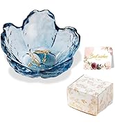 Binoster Blue Flower Glass Ring Dish Jewelry Tray Ring Holder Dish Cute Room Decor Vanity Organiz...
