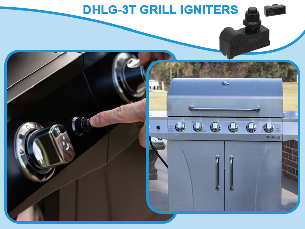  DHLG-3T Grill Igniters for Charbroil Performance Grill, 3 Outlets AAA Battery Tact Push Button