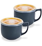Hoilse Ceramic Soup Bowl with Handle 32oz – Microwave Ramen Bowl with Lid, Soup Mugs &amp; Cups for C...