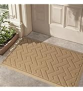 LEKEEPGO Door Mat Outside Entrance, Absorbent Indoor Outdoor Front Door Mat, Muddy Dirt Resist Ou...