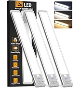 Under Cabinet Lighting Wireless, Motion Sensor Light Indoor Rechargeable, 3 Color Dimmable Closet...
