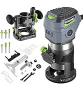 WORKPRO Compact Router Combo Kit, 6.5 Amp Compact Router Fixed Base &amp; Plunge Router for Woodworki...