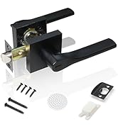 DSJJBLL Matte Black Door Knob, Interior Privacy Keyless Entry Door Lock, Square Style Reverisble ...