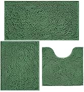 AINAHYVA Bathroom Rugs Chenille Bath mat 3 Piece Set, Super Absorbent, Strong PVC Non Slip Backin...