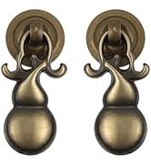 MY MIRONEY 2PCS Antique Brass Pendant Ring Pulls Hardware Drop Ring Handles Knobs Gourd Shape Cab...