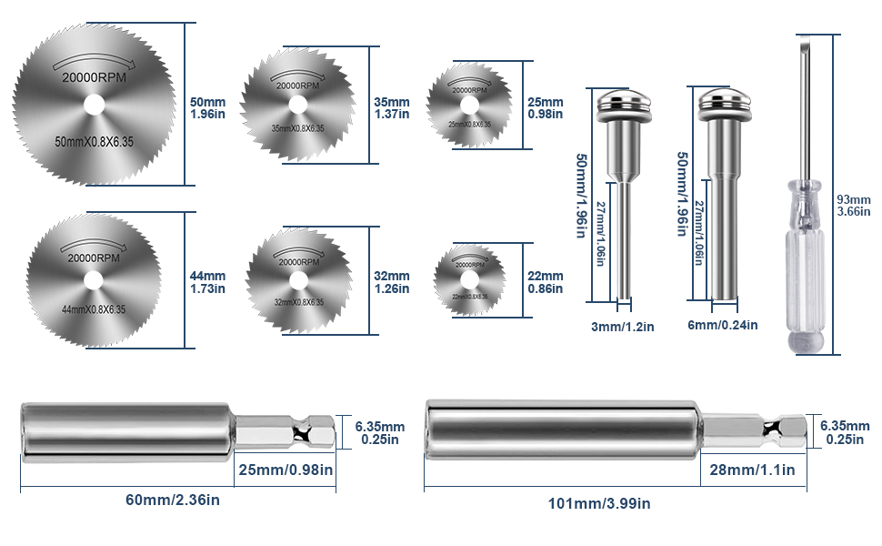 Long and short pole saw blades