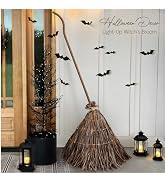 Halloween Decorations - Fall Decor for Home - 5.5 Ft Giant Light-Up Witches Broom - Rustic Farmho...