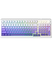 AULA S99 Wireless Keyboard, Tri-Mode Bluetooth/2.4GHz/USB-C Cute Creamy Gaming Keyboard with Numb...