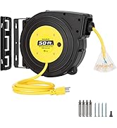 SURAIELEC 50 FT Extension Cord Reel, 14 Gauge Retractable Extension Cord, SJTOW 14 AWG/3C Heavy D...