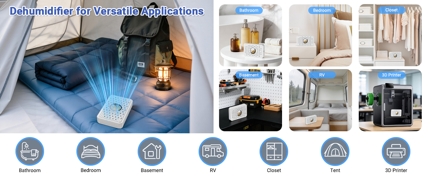 Auto Power-off USB C Rechargeable Gun Safe Dehumidifier Desiccant