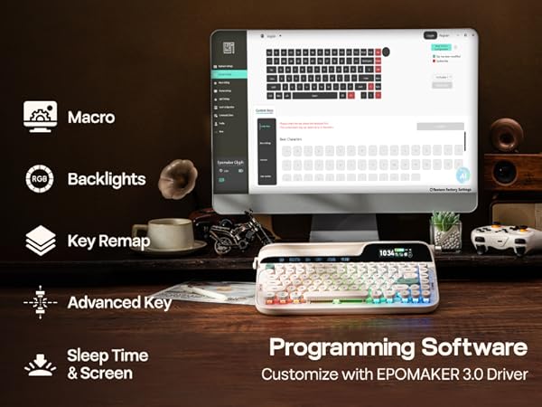 EPOMAKER Glyph Wireless Typewriter Retro Mechanical Keyboard