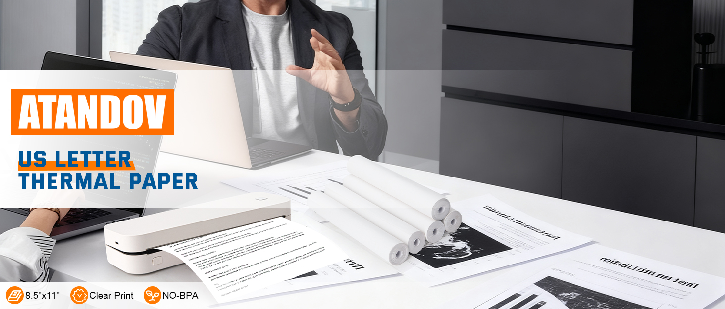 Thermal Printer Paper 8.5&amp;#39;&amp;#39;x11&amp;#39;&amp;#39; US Letter Size, 4 Rolls BPA free Quick-Dry Thermal Printer Paper