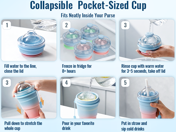 Collapsible Pockst-Sized Cup. Fits Neatly Inside Your Purse.