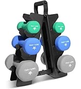 Yes4All Neoprene Coated Dumbbell Hand Weight Sets - Multiple Weight Options with Rack, Anti-roll,...